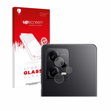 Vorderseite einer Produktverpackung mit dem Markenlogo upscreen. Daneben ist das Gerät Xiaomi Redmi Note 12 Pro 5G (NUR Kamera