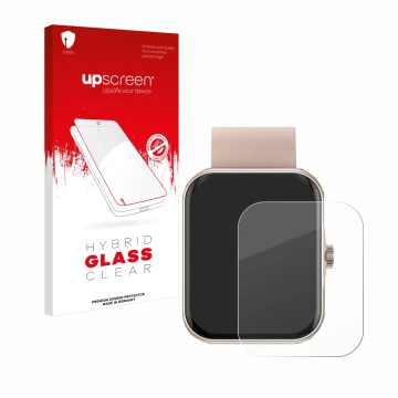 Vorderseite einer Produktverpackung mit dem Markenlogo upscreen. Daneben ist das Gerät Mutoy Smartwatch 1.83
