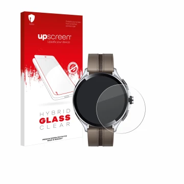 Vorderseite einer Produktverpackung mit dem Markenlogo upscreen. Daneben ist das Gerät Xiaomi Watch 2 Pro mit dem zugehörigen 