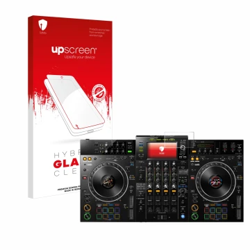 Vorderseite einer Produktverpackung mit dem Markenlogo upscreen. Daneben ist das Gerät Pioneer XDJ -XZ mit dem zugehörigen Dis