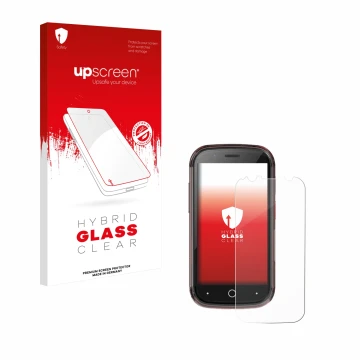 Vorderseite einer Produktverpackung mit dem Markenlogo upscreen. Daneben ist das Gerät Unihertz Jelly Star mit dem zugehörigen