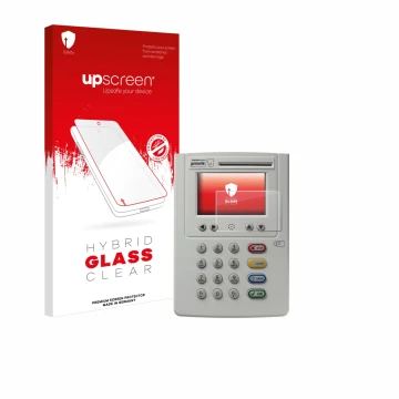 Vorderseite einer Produktverpackung mit dem Markenlogo upscreen. Daneben ist das Gerät ingenico eHealth ORGA Neo 6141 mit dem 