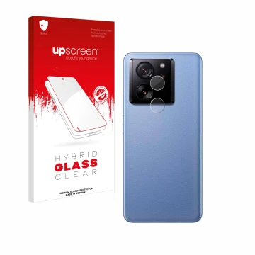 Vorderseite einer Produktverpackung mit dem Markenlogo upscreen. Daneben ist das Gerät Xiaomi 13T (NUR Kameraschutz) mit dem z