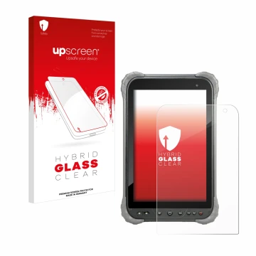 Vorderseite einer Produktverpackung mit dem Markenlogo upscreen. Daneben ist das Gerät Juniper Systems Cedar CT8X2 mit dem zug