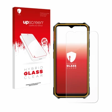 Vorderseite einer Produktverpackung mit dem Markenlogo upscreen. Daneben ist das Gerät Ulefone Armor X13 mit dem zugehörigen D