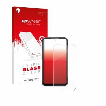 Vorderseite einer Produktverpackung mit dem Markenlogo upscreen. Daneben ist das Gerät Oukitel WP30 Pro mit dem zugehörigen Di