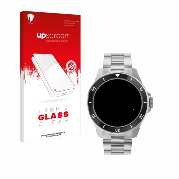 Vorderseite einer Produktverpackung mit dem Markenlogo upscreen. Daneben ist das Gerät Withings ScanWatch Nova (42 mm) mit dem