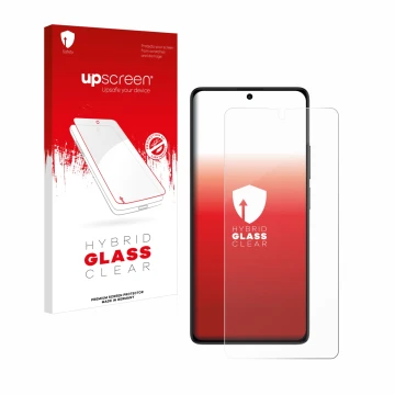 Vorderseite einer Produktverpackung mit dem Markenlogo upscreen. Daneben ist das Gerät Xiaomi Redmi Note 13 5G mit dem zugehör