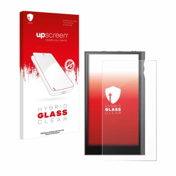 Vorderseite einer Produktverpackung mit dem Markenlogo upscreen. Daneben ist das Gerät Astell&Kern Kann Ultra mit dem zugehöri