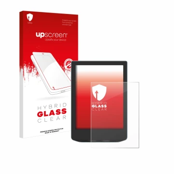 Vorderseite einer Produktverpackung mit dem Markenlogo upscreen. Daneben ist das Gerät Vivlio Light mit dem zugehörigen Displa