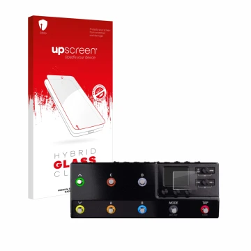Vorderseite einer Produktverpackung mit dem Markenlogo upscreen. Daneben ist das Gerät Line 6 hx stomp XL mit dem zugehörigen 