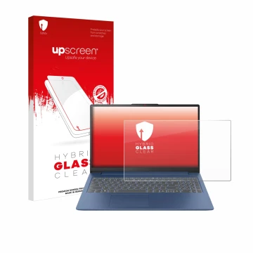 Vorderseite einer Produktverpackung mit dem Markenlogo upscreen. Daneben ist das Gerät Lenovo IdeaPad Slim 3 Gen 8 15
