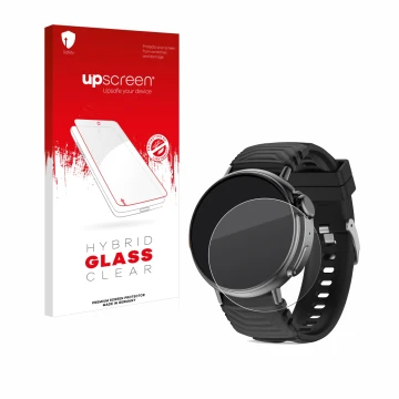 Vorderseite einer Produktverpackung mit dem Markenlogo upscreen. Daneben ist das Gerät AMZSA GT88 mit dem zugehörigen Displays