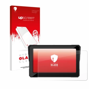 Vorderseite einer Produktverpackung mit dem Markenlogo upscreen. Daneben ist das Gerät Carpuride W702 7