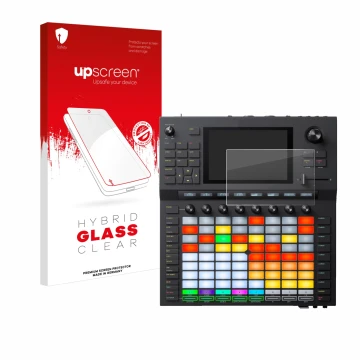 Vorderseite einer Produktverpackung mit dem Markenlogo upscreen. Daneben ist das Gerät Akai Force mit dem zugehörigen Displays