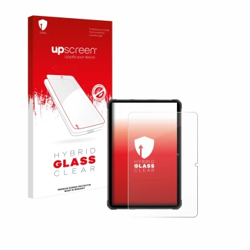 Vorderseite einer Produktverpackung mit dem Markenlogo upscreen. Daneben ist das Gerät Hotwav R7 mit dem zugehörigen Displaysc
