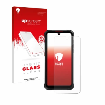 Vorderseite einer Produktverpackung mit dem Markenlogo upscreen. Daneben ist das Gerät Hotwav Cyber 9 Pro mit dem zugehörigen 