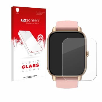 Vorderseite einer Produktverpackung mit dem Markenlogo upscreen. Daneben ist das Gerät Sross Smartwatch 1.83