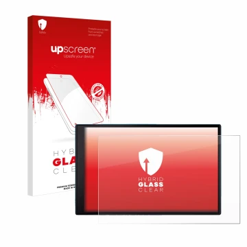 Vorderseite einer Produktverpackung mit dem Markenlogo upscreen. Daneben ist das Gerät Garmin DriveSmart 86 MT-S mit dem zugeh