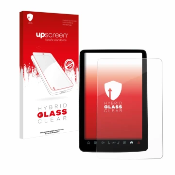 Vorderseite einer Produktverpackung mit dem Markenlogo upscreen. Daneben ist das Gerät Volvo EX30 12.3