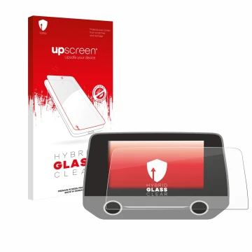 Vorderseite einer Produktverpackung mit dem Markenlogo upscreen. Daneben ist das Gerät Ford Focus MK4 Sync 3 mit dem zugehörig