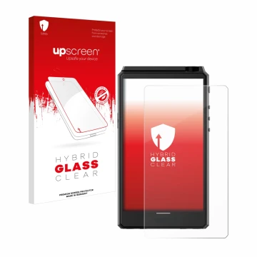 Vorderseite einer Produktverpackung mit dem Markenlogo upscreen. Daneben ist das Gerät Hiby R6 III mit dem zugehörigen Display