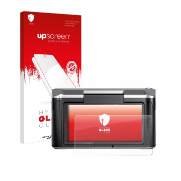 Vorderseite einer Produktverpackung mit dem Markenlogo upscreen. Daneben ist das Gerät Revopoint Miraco mit dem zugehörigen Di