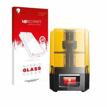 Vorderseite einer Produktverpackung mit dem Markenlogo upscreen. Daneben ist das Gerät Anycubic Photon Mono M5s mit dem zugehö