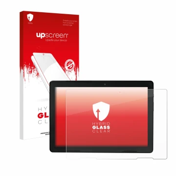 Vorderseite einer Produktverpackung mit dem Markenlogo upscreen. Daneben ist das Gerät MEDION E10900 10