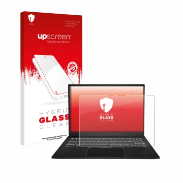 Vorderseite einer Produktverpackung mit dem Markenlogo upscreen. Daneben ist das Gerät MSI Summit E16 AI Studio mit dem zugehö