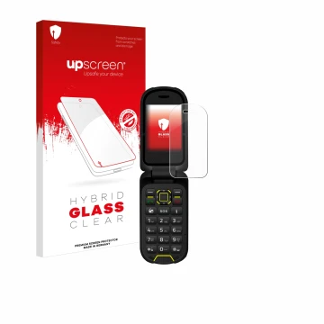 Vorderseite einer Produktverpackung mit dem Markenlogo upscreen. Daneben ist das Gerät Hammer Bow LTE mit dem zugehörigen Disp