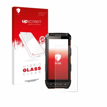 Vorderseite einer Produktverpackung mit dem Markenlogo upscreen. Daneben ist das Gerät iDTronic C9 RED mit dem zugehörigen Dis