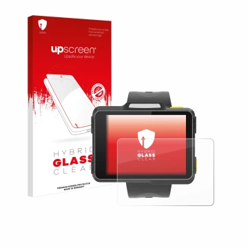 Vorderseite einer Produktverpackung mit dem Markenlogo upscreen. Daneben ist das Gerät Newland WD1 mit dem zugehörigen Display