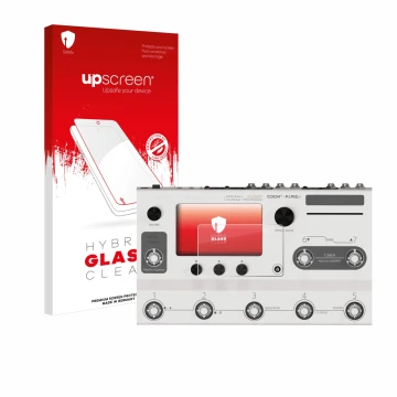 Vorderseite einer Produktverpackung mit dem Markenlogo upscreen. Daneben ist das Gerät Hotone Ampero II Stage mit dem zugehöri