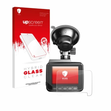 Vorderseite einer Produktverpackung mit dem Markenlogo upscreen. Daneben ist das Gerät Azdome IT-G63D mit dem zugehörigen Disp