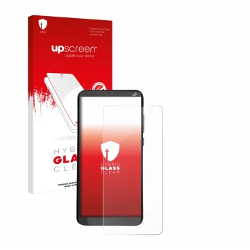 Vorderseite einer Produktverpackung mit dem Markenlogo upscreen. Daneben ist das Gerät Brondi Amico XL mit dem zugehörigen Dis