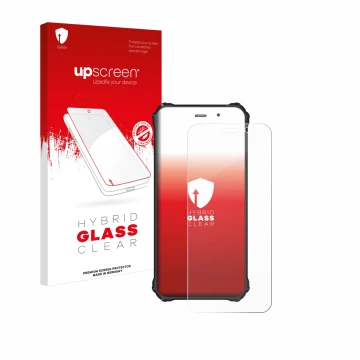 Vorderseite einer Produktverpackung mit dem Markenlogo upscreen. Daneben ist das Gerät Fossibot F101P mit dem zugehörigen Disp