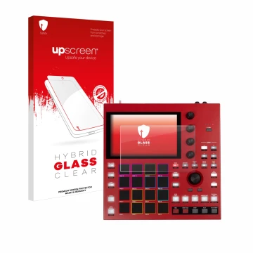 Vorderseite einer Produktverpackung mit dem Markenlogo upscreen. Daneben ist das Gerät Akai MPC One+ mit dem zugehörigen Displ