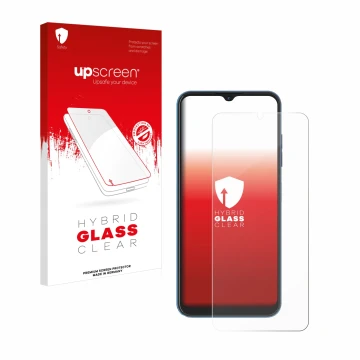 Vorderseite einer Produktverpackung mit dem Markenlogo upscreen. Daneben ist das Gerät Hotwav Note 13 mit dem zugehörigen Disp