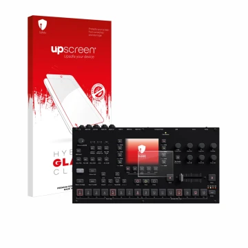 Vorderseite einer Produktverpackung mit dem Markenlogo upscreen. Daneben ist das Gerät Elektron Octatrack MKII mit dem zugehör