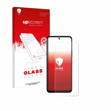 Vorderseite einer Produktverpackung mit dem Markenlogo upscreen. Daneben ist das Gerät Xiaomi Redmi 13 mit dem zugehörigen Dis