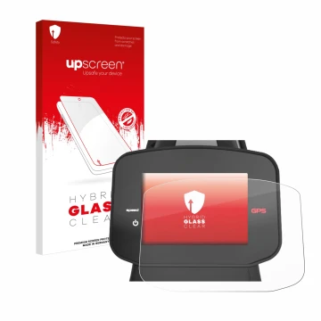 Vorderseite einer Produktverpackung mit dem Markenlogo upscreen. Daneben ist das Gerät PowaKaddy FX7 GPS 3.5