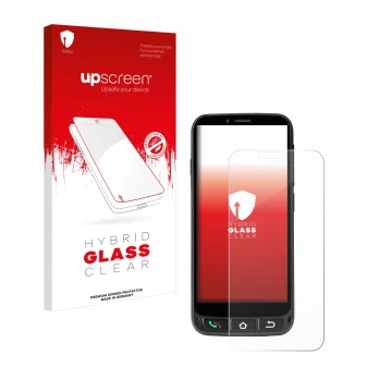 Vorderseite einer Produktverpackung mit dem Markenlogo upscreen. Daneben ist das Gerät SPC Zeus 4G Pro mit dem zugehörigen Dis