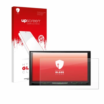 Vorderseite einer Produktverpackung mit dem Markenlogo upscreen. Daneben ist das Gerät Pioneer AVH-Z9200DAB mit dem zugehörige