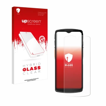 Vorderseite einer Produktverpackung mit dem Markenlogo upscreen. Daneben ist das Gerät Urovo DT66 mit dem zugehörigen Displays