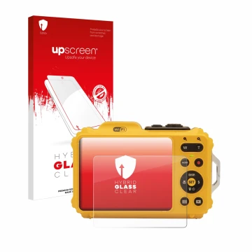 Vorderseite einer Produktverpackung mit dem Markenlogo upscreen. Daneben ist das Gerät Kodak Pixpro WPZ2 mit dem zugehörigen D