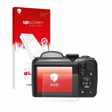 Vorderseite einer Produktverpackung mit dem Markenlogo upscreen. Daneben ist das Gerät Kodak Pixpro AZ255 mit dem zugehörigen 