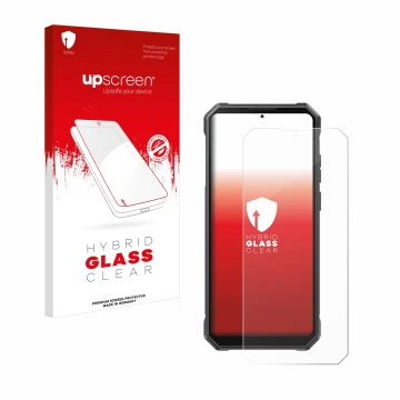 Vorderseite einer Produktverpackung mit dem Markenlogo upscreen. Daneben ist das Gerät Fossibot F105 mit dem zugehörigen Displ