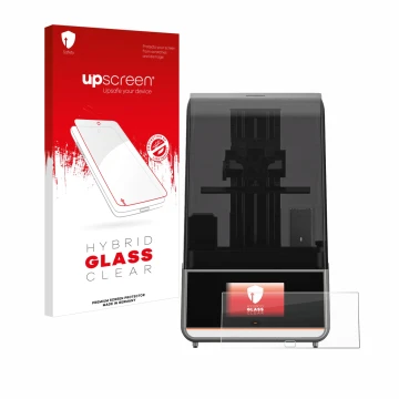 Vorderseite einer Produktverpackung mit dem Markenlogo upscreen. Daneben ist das Gerät Anycubic Photon Mono M7 Pro mit dem zug