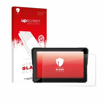 Vorderseite einer Produktverpackung mit dem Markenlogo upscreen. Daneben ist das Gerät Carpuride W702B 7
